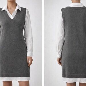 Indigo Rose Gray Sweater Vest Shirt Layered Dress Size M